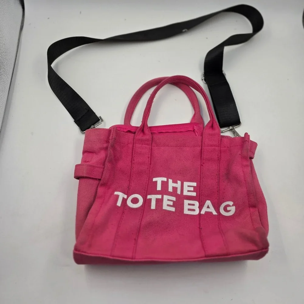 The Tote Bag Pink Canvas Crossbody Handbag Small Travel Satchel